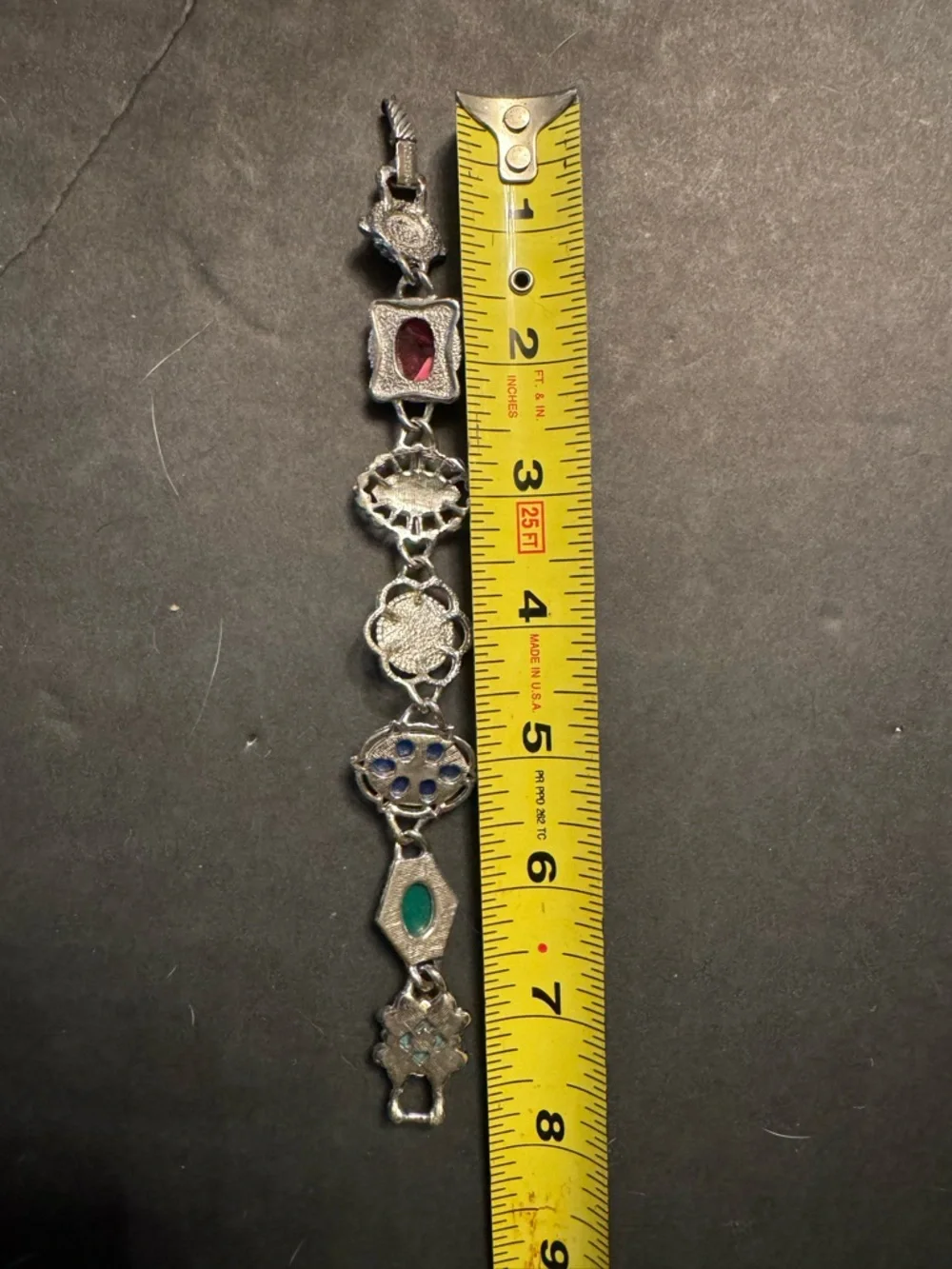 Sarah Coventry Multicolor Cabochon Silver-Tone Link Bracelet - Picture 4 of 5